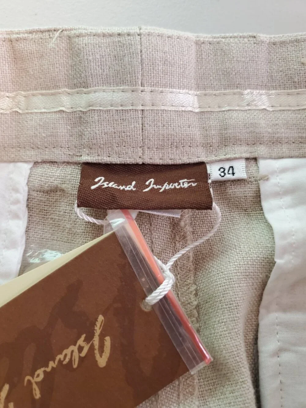ISLAND IMPORTER Men's 100% Linen Amalfi Pant Italian-Style in Natural SZ 34